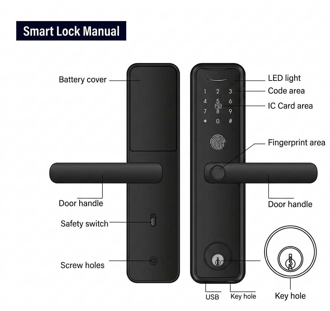 Smart Fingerprint Door Lock | Keyless Entry & NFC Unlock